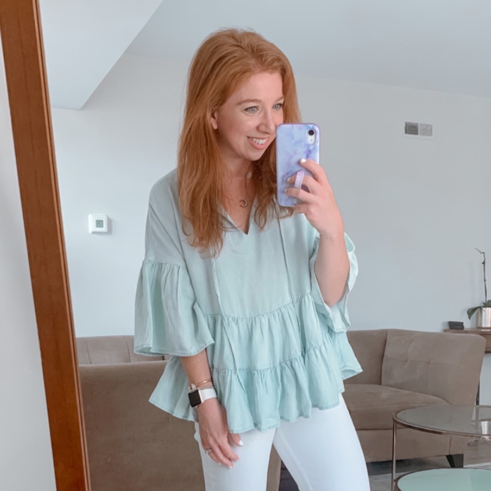 Adyson Parker Chambray Ruffle Shirt